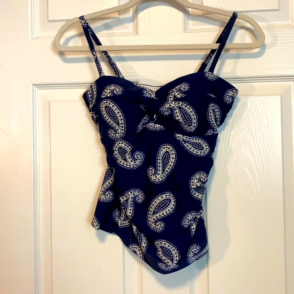 Boden Navy Paisley One-Piece Swimsuit